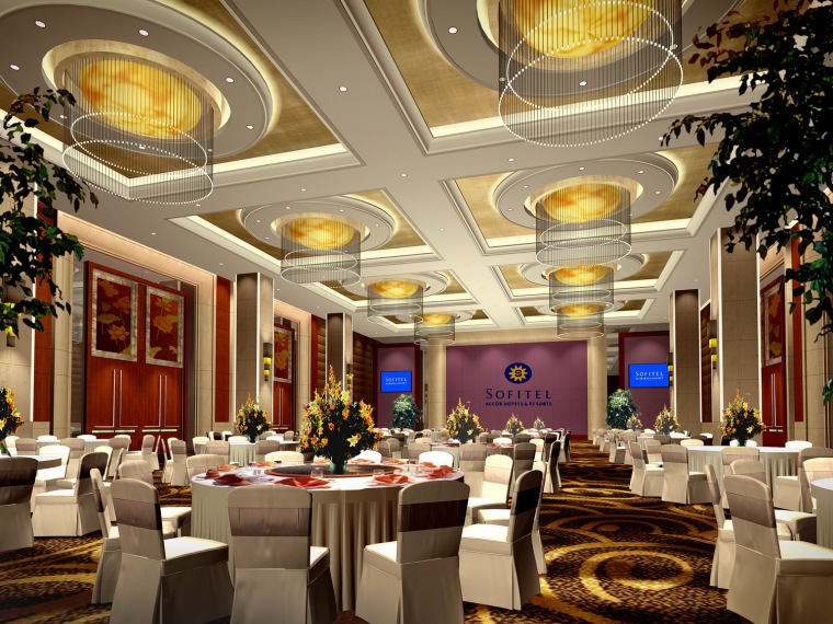 [重庆]某五星级大酒店全套装饰工程图（附效果图+物料表）--宴会厅