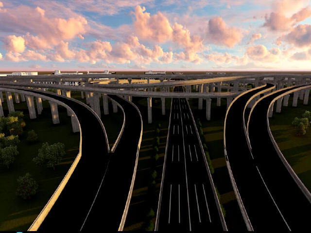 [讲义总结]城北主干道及机场高速互通立交工程项目简介三维动画