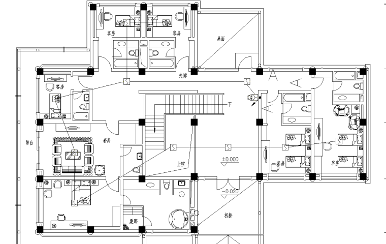 3层宾馆设计图资料下载-某宾馆会所电气设计图