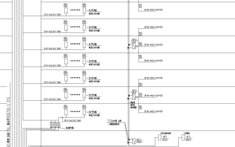 某十五层商住楼电气设计图-竖向干线配电系统图