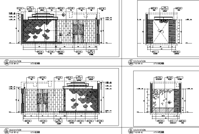 [浙江]九龙国际大饭店会所空间设计施工图（附效果图）-立面图