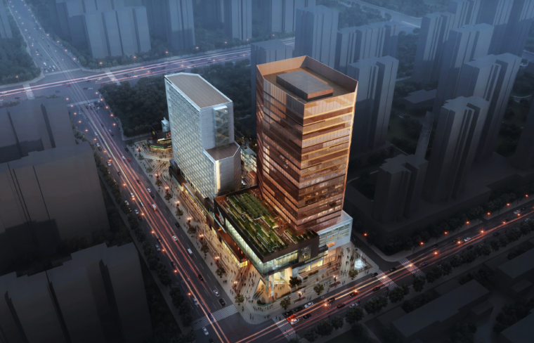 [陕西]现代商业公园——北京墨臣设计-螺旋体商业建筑鸟瞰图二