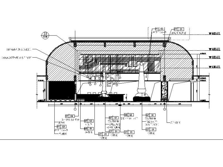 [海口]特色复古浪漫优雅酒吧室内设计施工图（含效果图）-[海口]特色复古浪漫优雅酒吧室内设计立面图