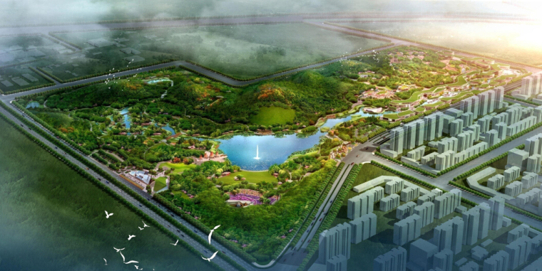 [天津]“山水人”生态和谐公园景观设计方案-景观设计鸟瞰图