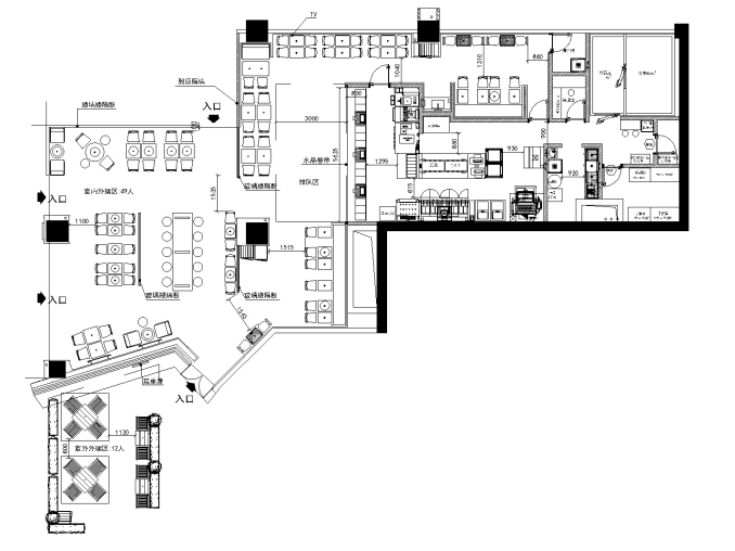 快餐厅平面图资料下载-[广东]汉堡王连锁快餐厅设计施工图（附效果图）