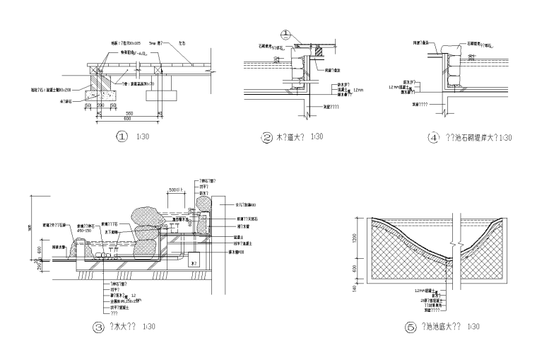 21套屋顶花园CAD施工图（8）办公楼屋顶花园环境工程套图-8 水池，木栈道_看图王