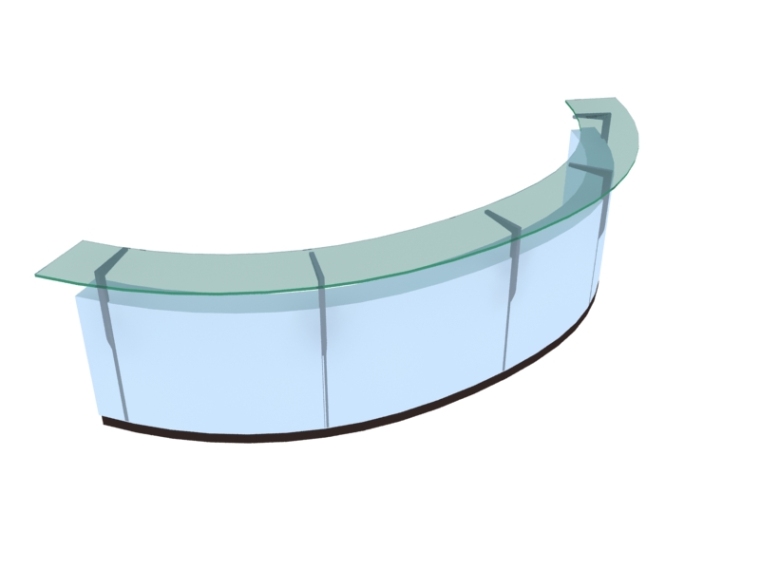 弧形窗帘3d模型资料下载-弧形接待台3D模型下载