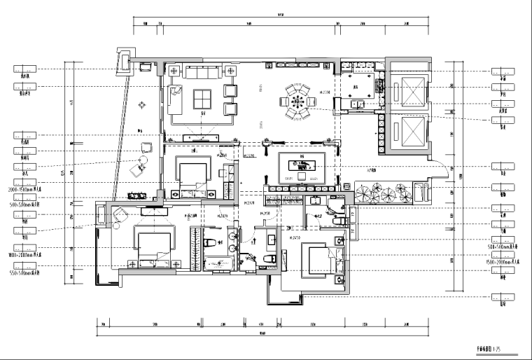 2013中式家装效果图资料下载-[广东]某中式风格样板房装修施工图及效果图