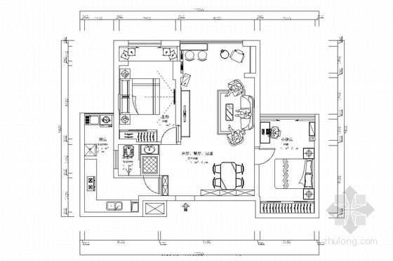 高层装饰CAD图纸资料下载-成熟配套小区高层板楼现代风格两居室装修图（含效果图）