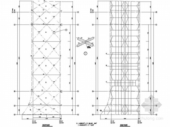 钢桁架结构连接天桥结构施工图-屋面檩条平面布置图 