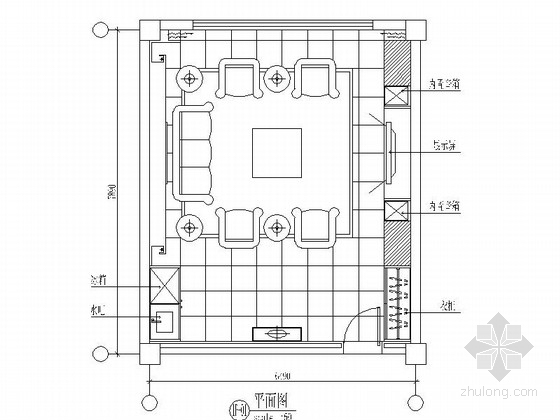 两室一厅装修设计平面图资料下载-中国装饰专业企业现代接待室装修设计施工图（含效果及材料图）