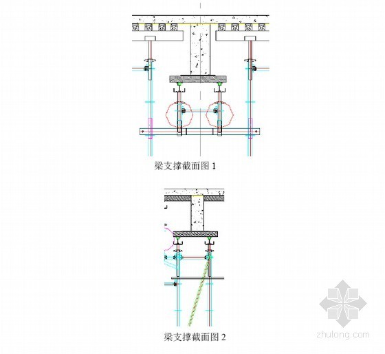 名企工业厂房车间及食堂承插型盘扣式支撑系统专项方案(65页)-梁支撑截面图 