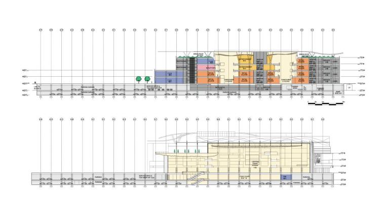 [成都]超高层金属板立面办公商业综合体建筑设计方案文本-超高层金属板立面办公商业综合体建筑剖面图