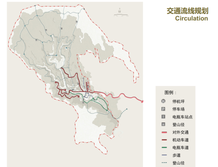 [广东]文化体验街区观光中医药主题养生旅游度假村景观规划设计-交通流线规划图