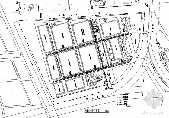 某下沉广场给排水总平面图资料下载-江苏某厂区给排水总平面图
