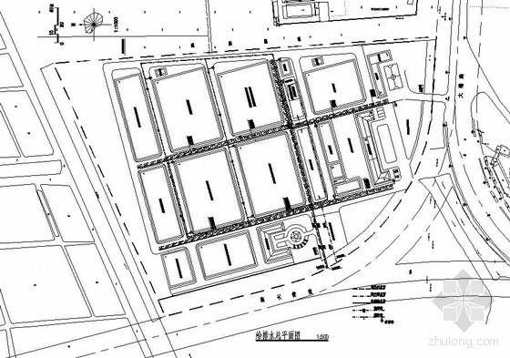 室外给排水总平面图资料下载-江苏某厂区给排水总平面图