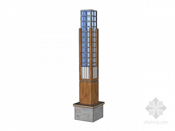 罗马柱栏杆模型资料下载-景观灯柱sketchup模型下载