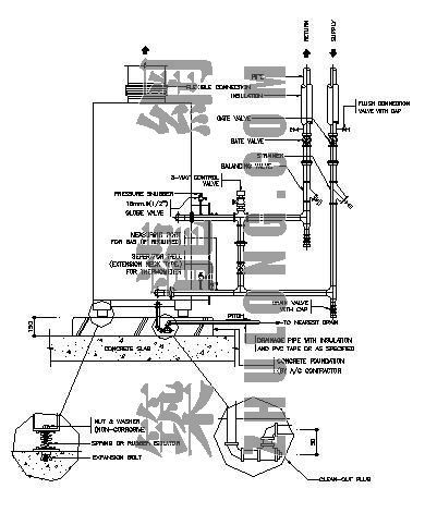 空调机组混凝土基础做法资料下载-柜式空调机组配管图