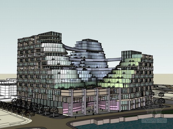 诺基亚绿色大楼建筑资料下载-高密度建筑之绿色综合写字办公大楼sketchup模型下载