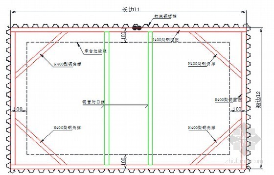 [浙江]32km双线客运专线铁路工程实施性施工组织设计170页（梁桥复合衬砌隧道路轨）-钢板桩围堰支护平面示意图 