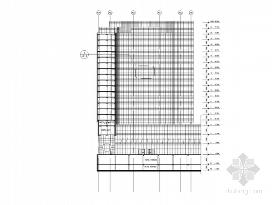 [江苏]21层星级酒店建筑施工图（480张 知名建筑设计）-酒店剖面图