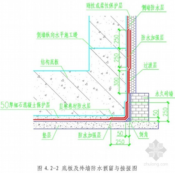 地基防水施工资料下载-[安徽]框架办公楼地下防水施工方案(节点详图)