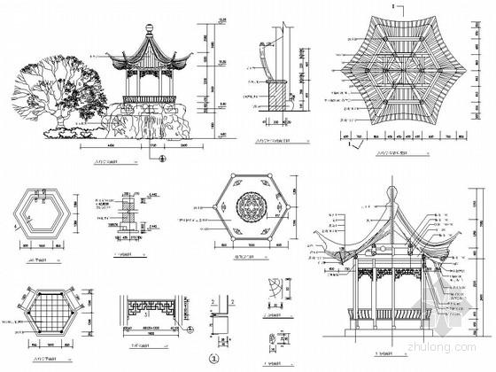 入口六角亭施工图 