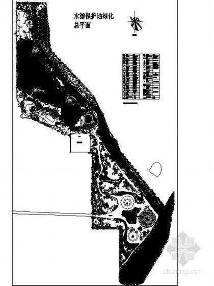 建筑周边绿地规划资料下载-滨水河岸周边绿地种植绿化工程施工总平