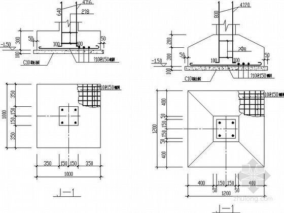 柱下独立基础CAD资料下载-柱下独立基础节点构造详图