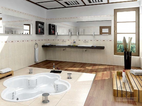 干湿分离浴室模型资料下载-家庭浴室3D模型下载