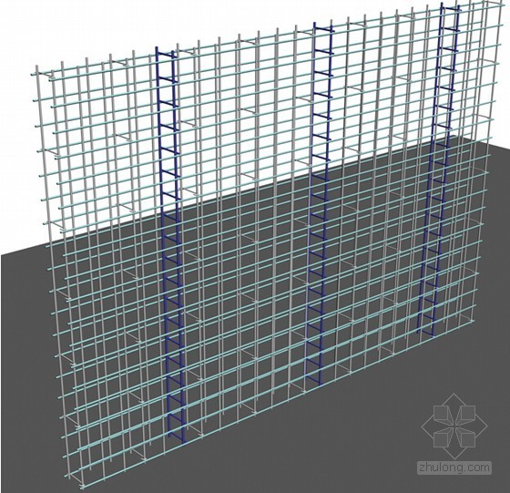 [福建]框架及框筒结构高层办公楼施工组织设计（近200页）-剪力墙钢筋间距控制示意图 