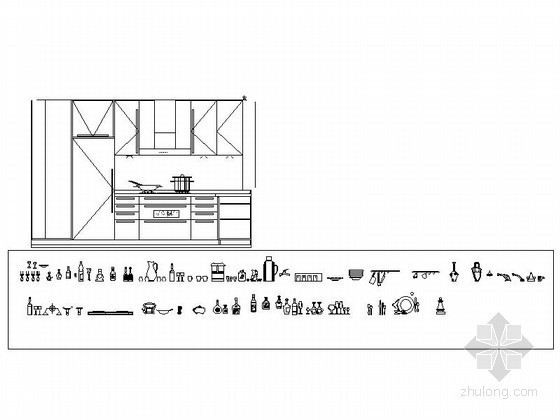 厨房厨具摆设CAD图块下载- 