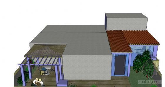 屋顶花园实景效果图资料下载-某屋顶花园设计图