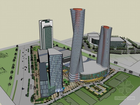 中国胡同建筑模型资料下载-商业建筑模型SketchUp模型下载