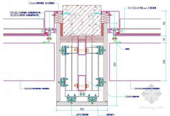 CAD包柱施工节点资料下载-铝合金线条与石材包柱收口节点