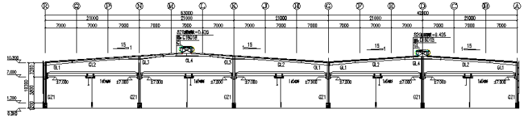 158X105m门式刚架钢结构厂房施工图（CAD，7张）_4