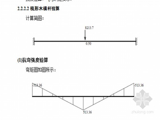 地铁隧道主体结构及风道二衬模板支撑架计算书-梳形木横杆验算 