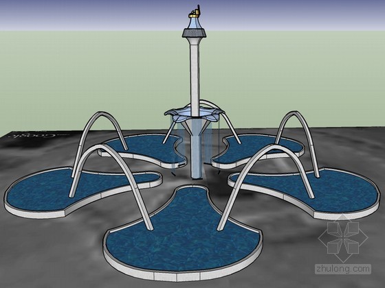 水景喷泉sketchup资料下载-花式喷泉SketchUp模型下载