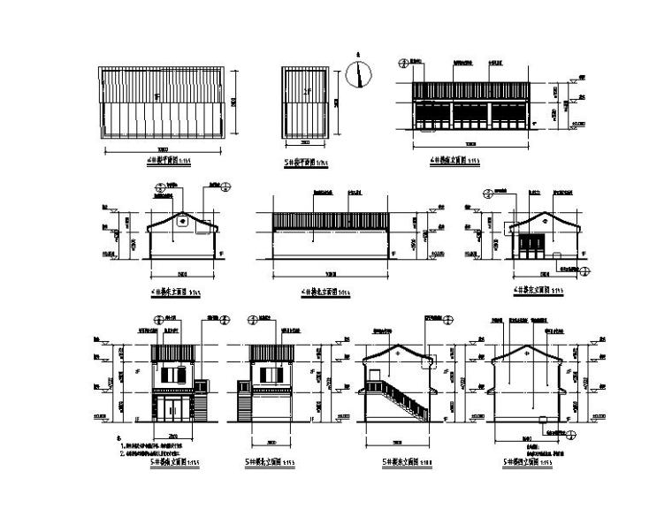 [浙江]四层新中式风格坡屋顶小镇建筑施工图（含多套方案）-四层新中式风格坡屋顶小镇建筑