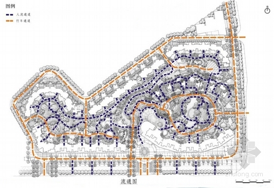 [广东]夏威夷热带风情住宅小区景观方案设计-流通图