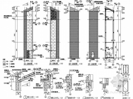 分享三层商场建筑图资料下载-三层框架结构钟楼结构施工图（含建筑图）