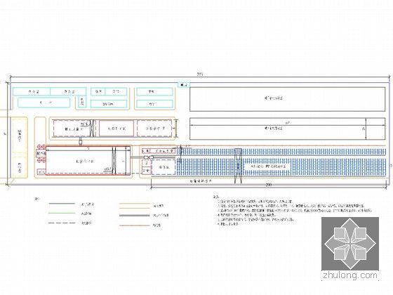 [西藏]不良地质区66公里I级铁路工程总价承包施工组织设计426页（路桥隧轨道）-双块式轨枕、弹性支承块预制场平面布置示意图