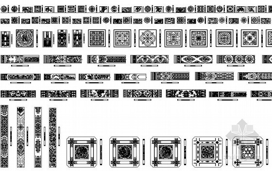 雕花图块CAD资料下载-中式古典木刻雕花图块