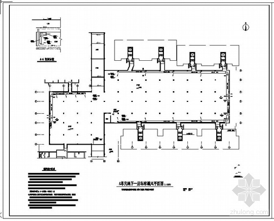 地下车库平面CAD资料下载-地下车库通风平面图