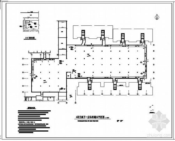 地下车库组合平面资料下载-地下车库通风平面图