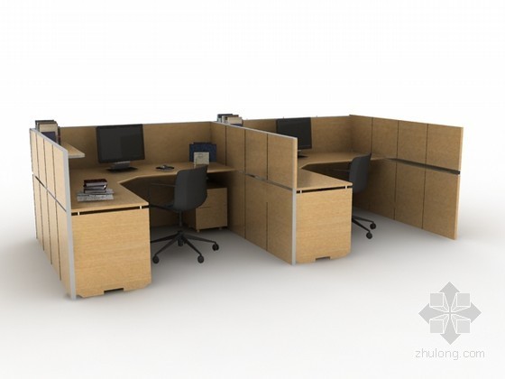 办证大厅办公桌图资料下载-连体办公桌3d模型下载