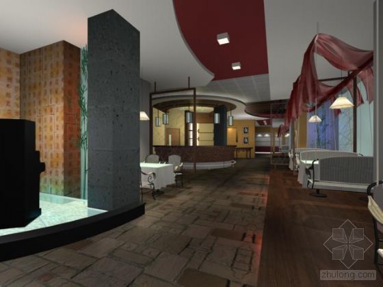 250平西餐厅平面图资料下载-西餐厅模型