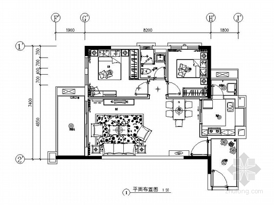 广州市洋房资料下载-[广州]南湖某花园洋房D户型室内装修图（含选材表）