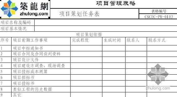 项目策划评估资料下载-项目策划任务表