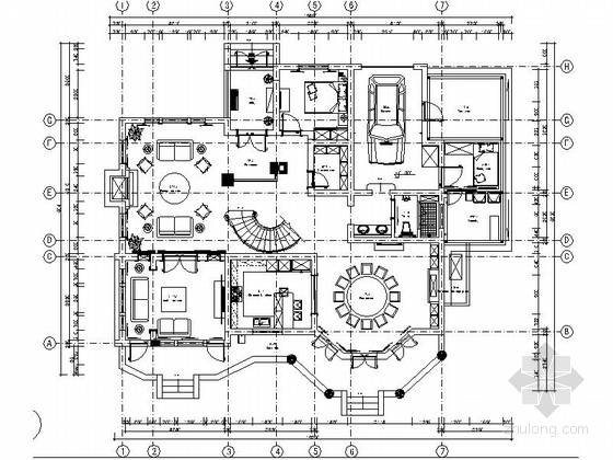 别墅新建墙体cad资料下载-[上海]都市型别墅区美式风格两层别墅CAD装修施工图（含效果）